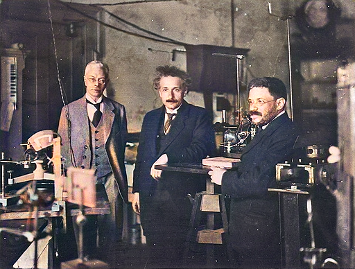 Pieter Zeeman (left) together with Albert Einstein and Paul Ehrenfest