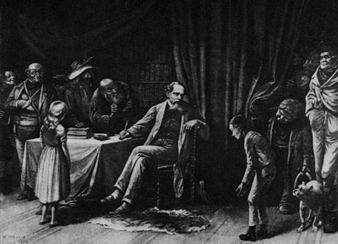 Dickens with his characters, drawing by William Holbrook Beard