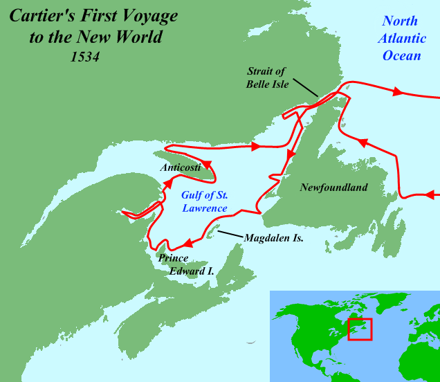 Route of Cartier's first voyage