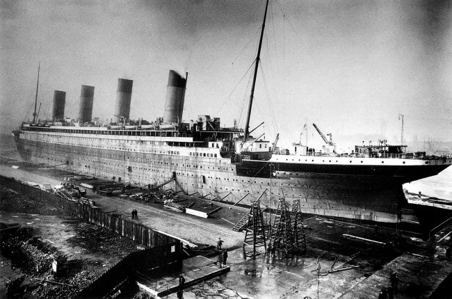RMS Titanic under construction Datebetween February 1912 and March 1912, photo: Robert John Welch (1859-1936), official photographer for Harland & Wolff