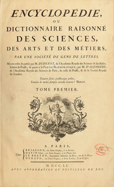 Title page of the Encyclopédie