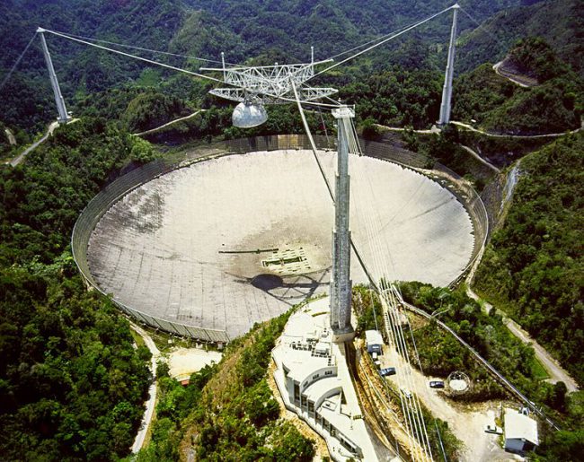 Aerial view of Arecibo Observatory in December 2012
