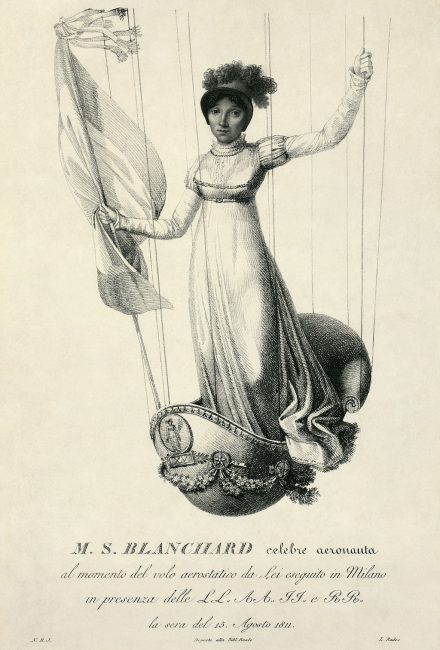 Sophie Blanchard makes her ascent in Milan on 15 August 1811 to mark the 42nd birthday of Napoleon.