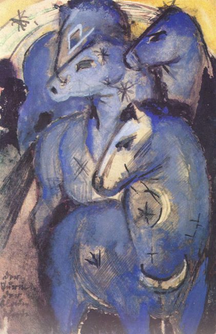 Franz Marc, Der Turm der blauen Pferde (The tower of blue horses, 1913)