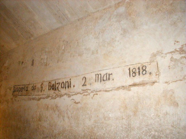 Inscription of Belzoni inside the Pyramid of Khafre