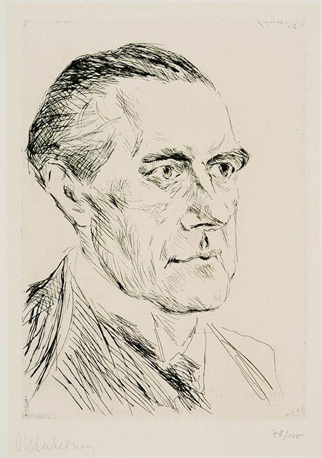 Peter Behrens (14 April 1868 – 27 February 1940), Max Liebermann: Portrait of Peter Behrens, 1923; etching on cardboard