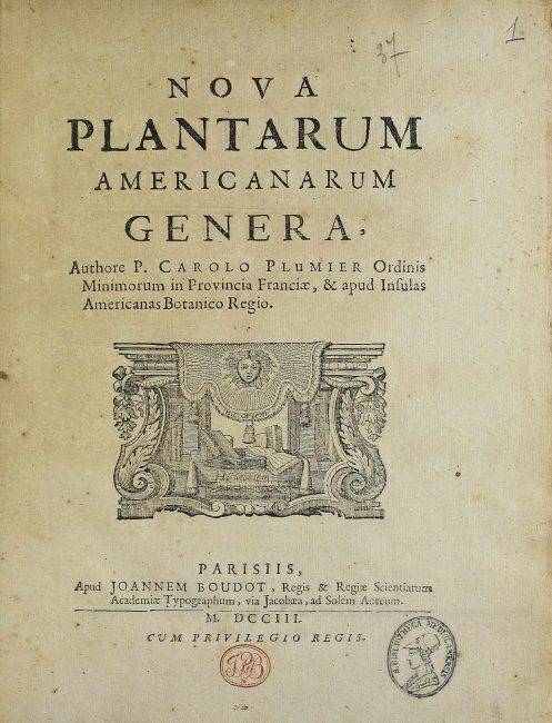 Charles Plumier, Nova plantarum americanarum genera, 1703