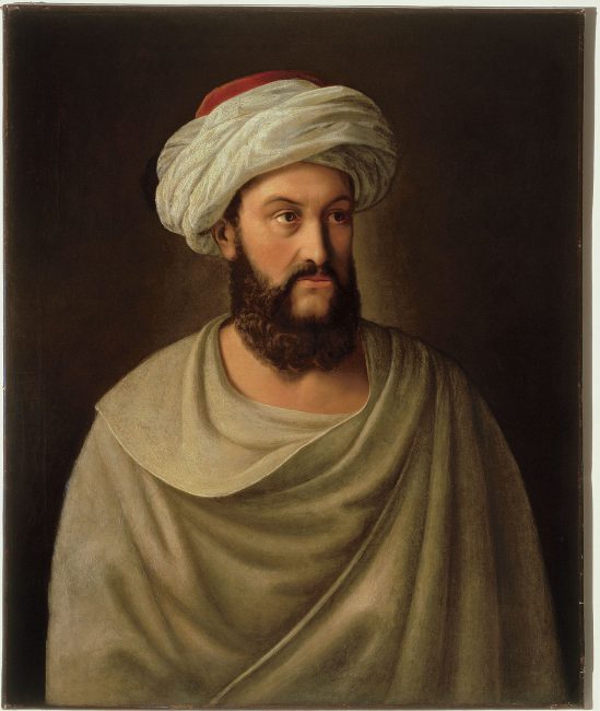 Johann Ludwig Burckhardt as Sheikh Ibrahim. Painting by Sebastian Gutzwiller, c. 1830, after a drawing by Henry Salt from February 1817.