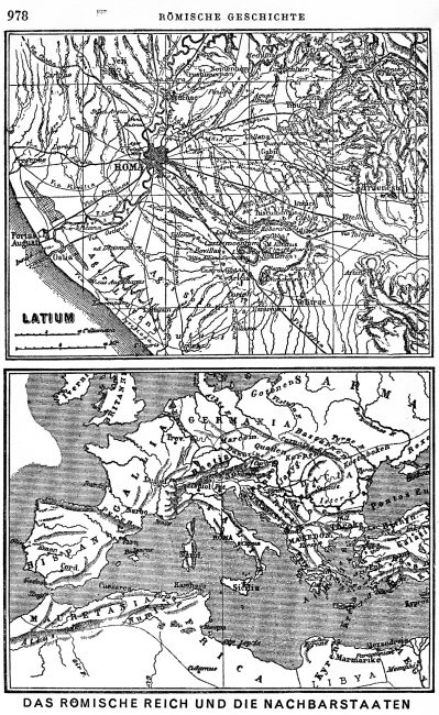 maps from Mommsen's "Römische Geschichte": "Latium" & "das Römische Reich und die Nachbarstaaten"