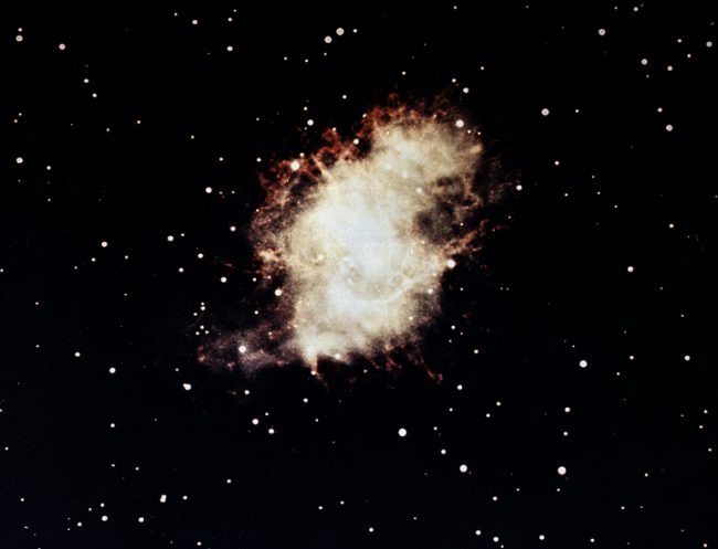 Crab Nebula in visible light taken by the Hale Observatory optical telescope in 1959