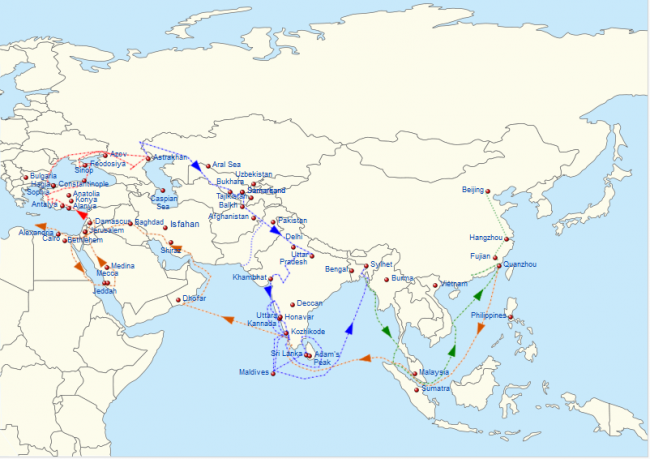 Ibn Battuta Itinerary 1332-1346 (Black Sea Region, Central Asia, India, South East Asia and China)