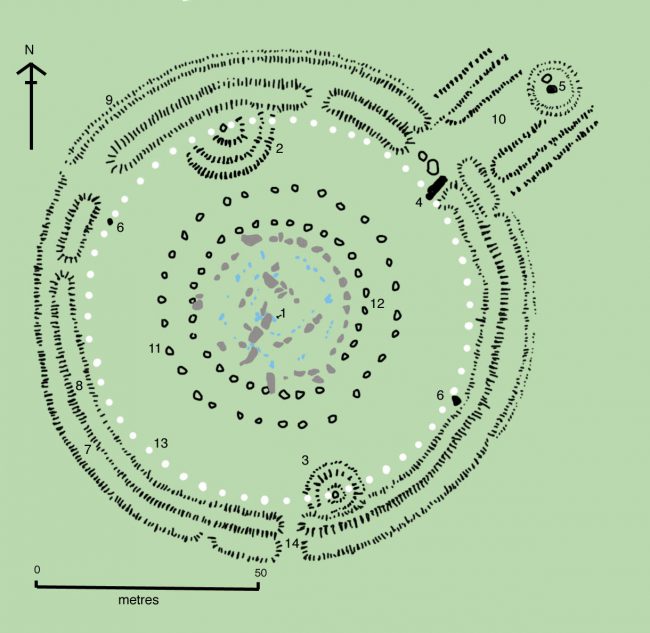 Plan of Stonehenge in 2004. After Cleal et al. and Pitts.
