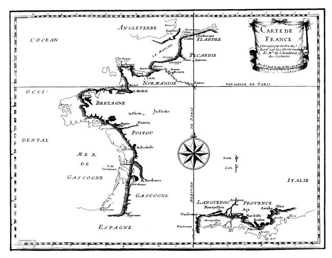 Map of France corrected by Order of the King on the Observations of Gentlemen of the Academy of Sciences.