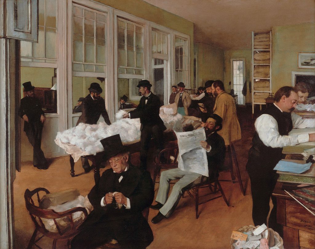 The Cotton Store in New Orleans (1873), oil on canvas, 73 × 92 cm