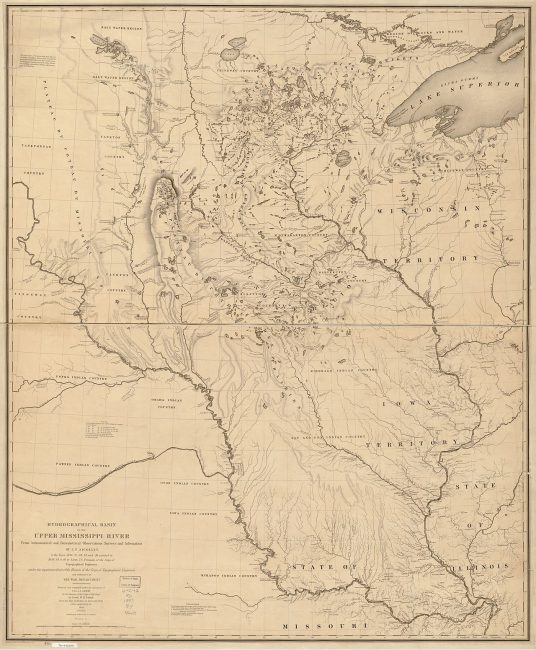 Nicollet's map of the Hydrographical Basin of the Upper Mississippi River, 1843.