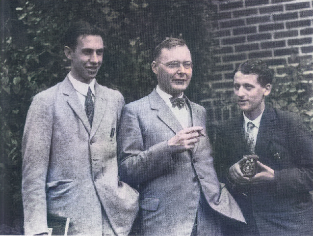 George Uhlenbeck (1900-1988), Hendrik Kramers, and Samuel Goudsmit circa 1928 in Ann Arbor.