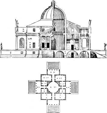 Palladio's plan of Villa La Rotonda in I quattro libri dell'architettura, 1570