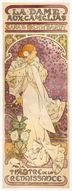 Bernhardt in the title role of Lady of the Camellias, poster by Alphonse Mucha (1896)