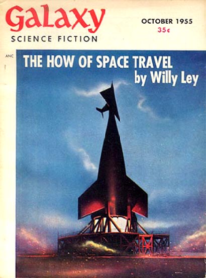 Willy Ley science column cover-featured on the October 1955 Galaxy