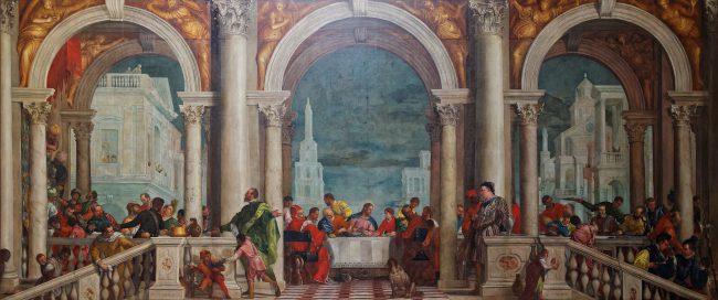 The banquet in the house of Levi, 555 × 1310 cm, Accademia, Venice, 1573