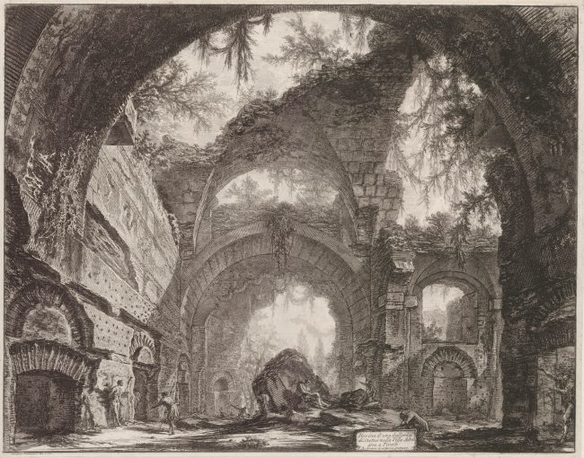 Giovanni Battista Piranesi, Ruins of the large Baths,erroneously called the Sculpture Gallery at Tivoli, 1785 